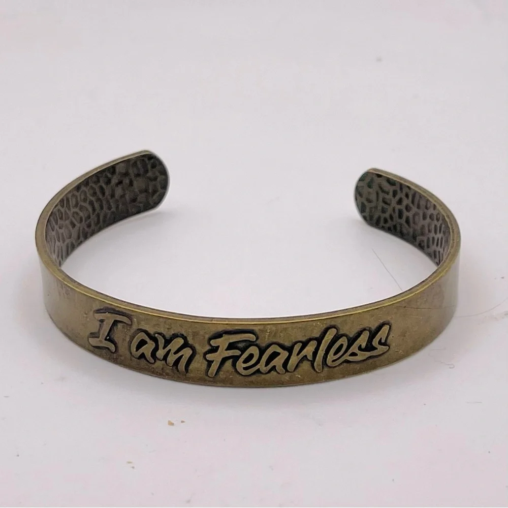 Inspirational I Am Fearless Brass Cuff Bracelet Unisex